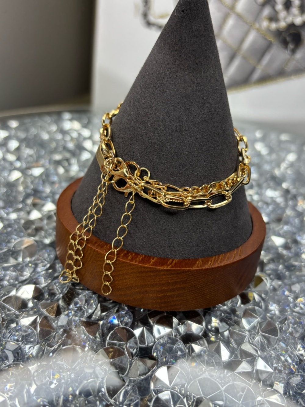 Gold tone Chain stackable Bracelet Set - Picture 5 of 7